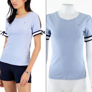 Tommy Hilfiger Tie-Sleeve Cotton Top